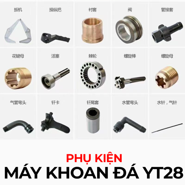 thiết bị và phụ kiện đi kèm máy khoan đá YT28